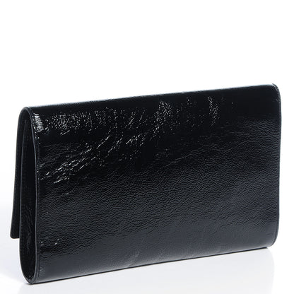 Saint Laurent Textured Patent Monogram Large Belle De Jour Clutch Black 3 of 7