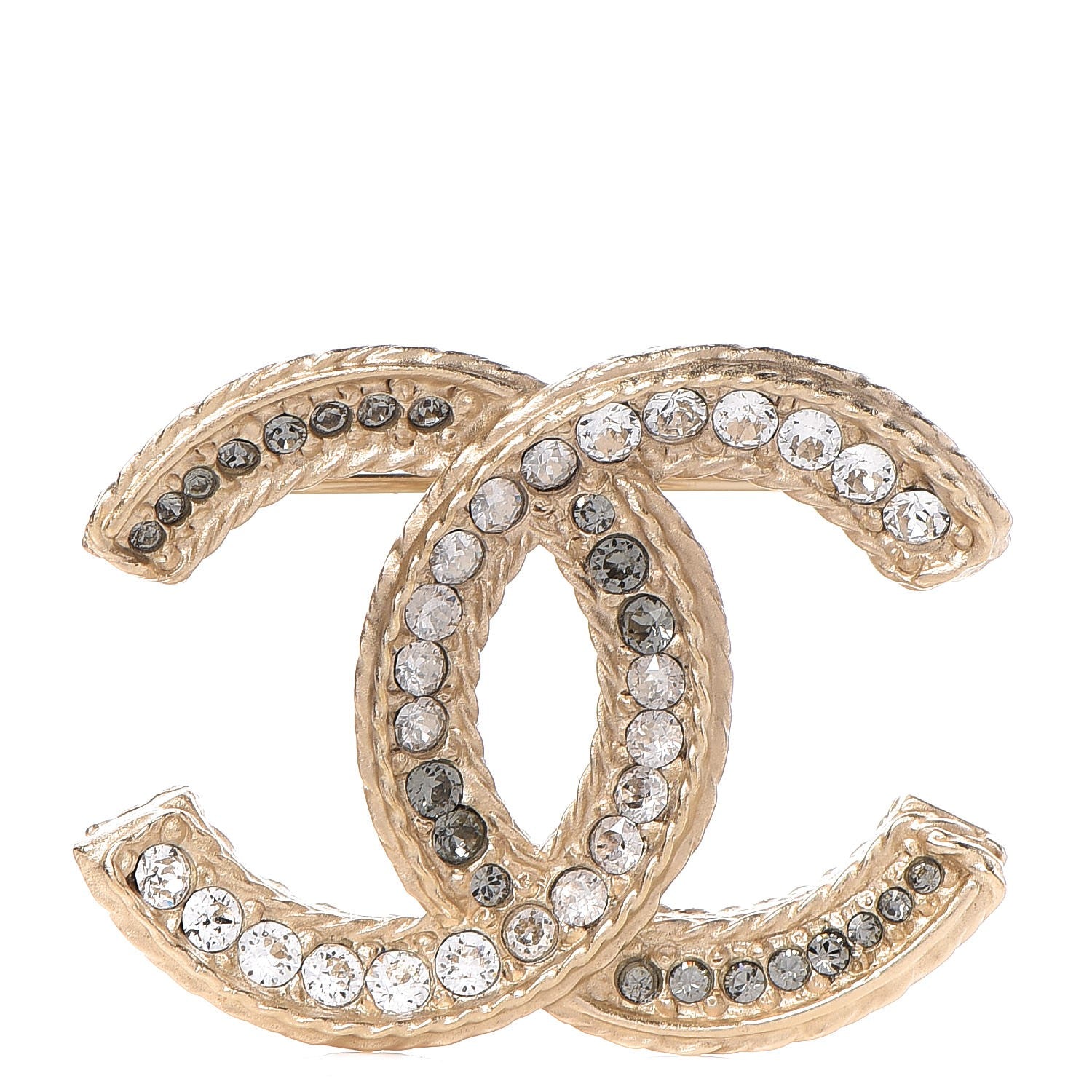 Chanel Crystal CC Brooch Light Gold 1 of 5