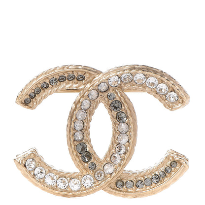Chanel Crystal CC Brooch Light Gold 1 of 5