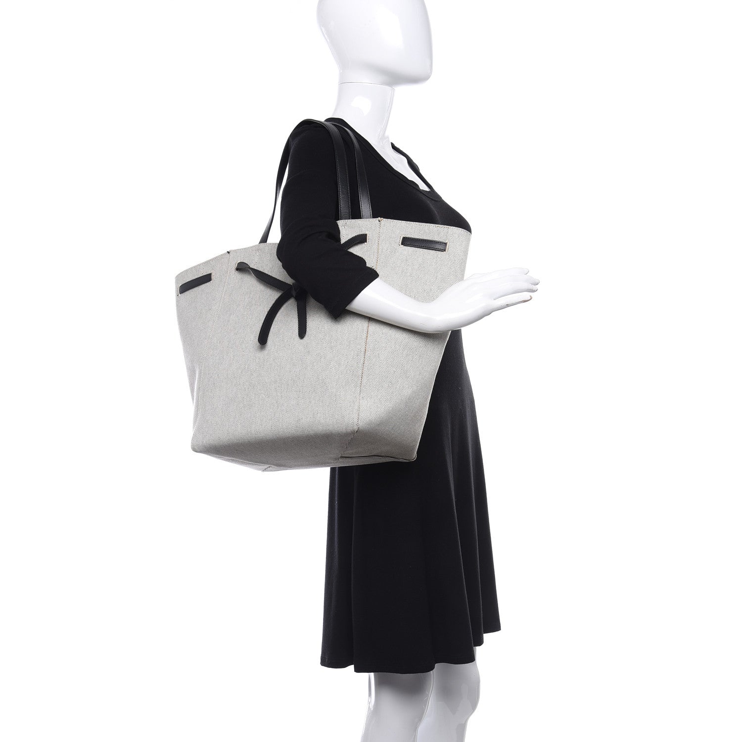 Celine Textured Canvas Small Belt Cabas Phantom Black White 2 of 9