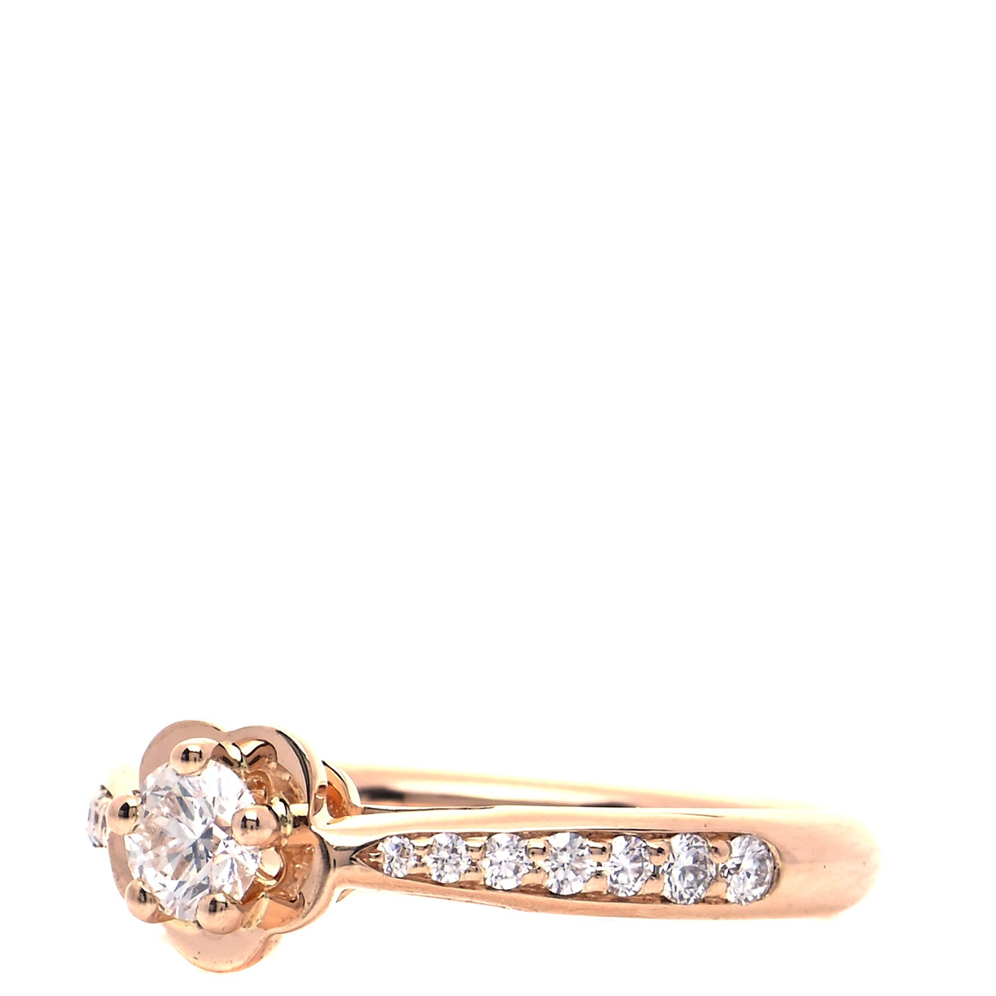 18K Beige Gold Diamond .23ct Camelia Solitaire Ring 50 5.25