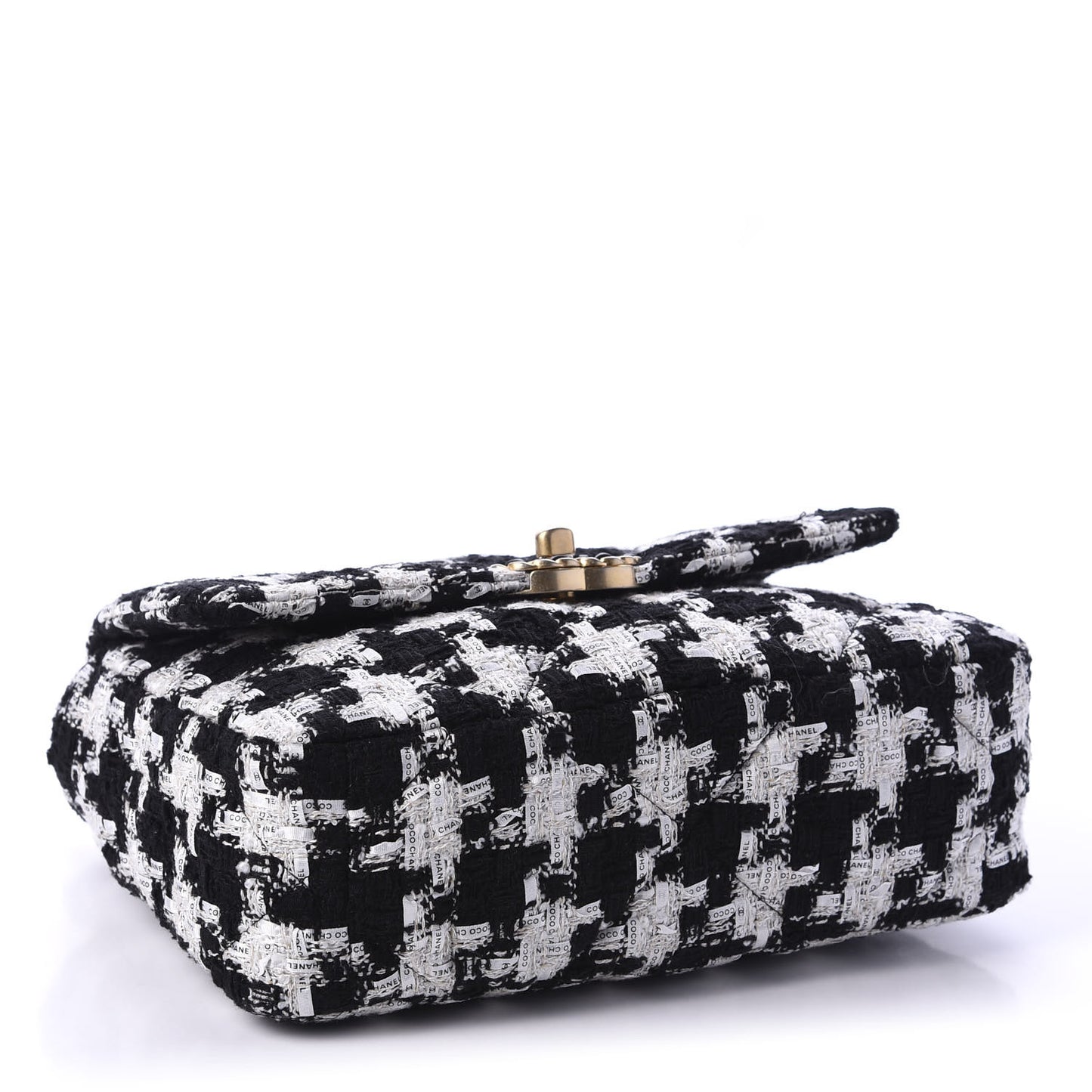 Tweed Quilted Medium 19 Flap Black Ecru White