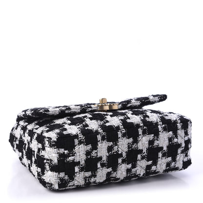 Chanel Tweed Quilted Medium 19 Flap Black Ecru White 4 of 11