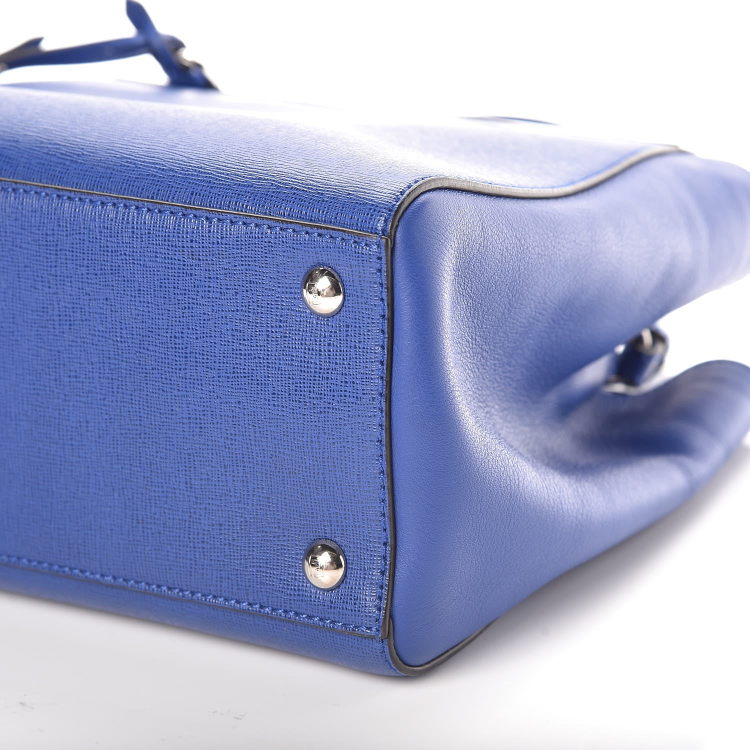 Fendi Vitello Elite Petite 2Jours Tote Blue Neon 9 of 9