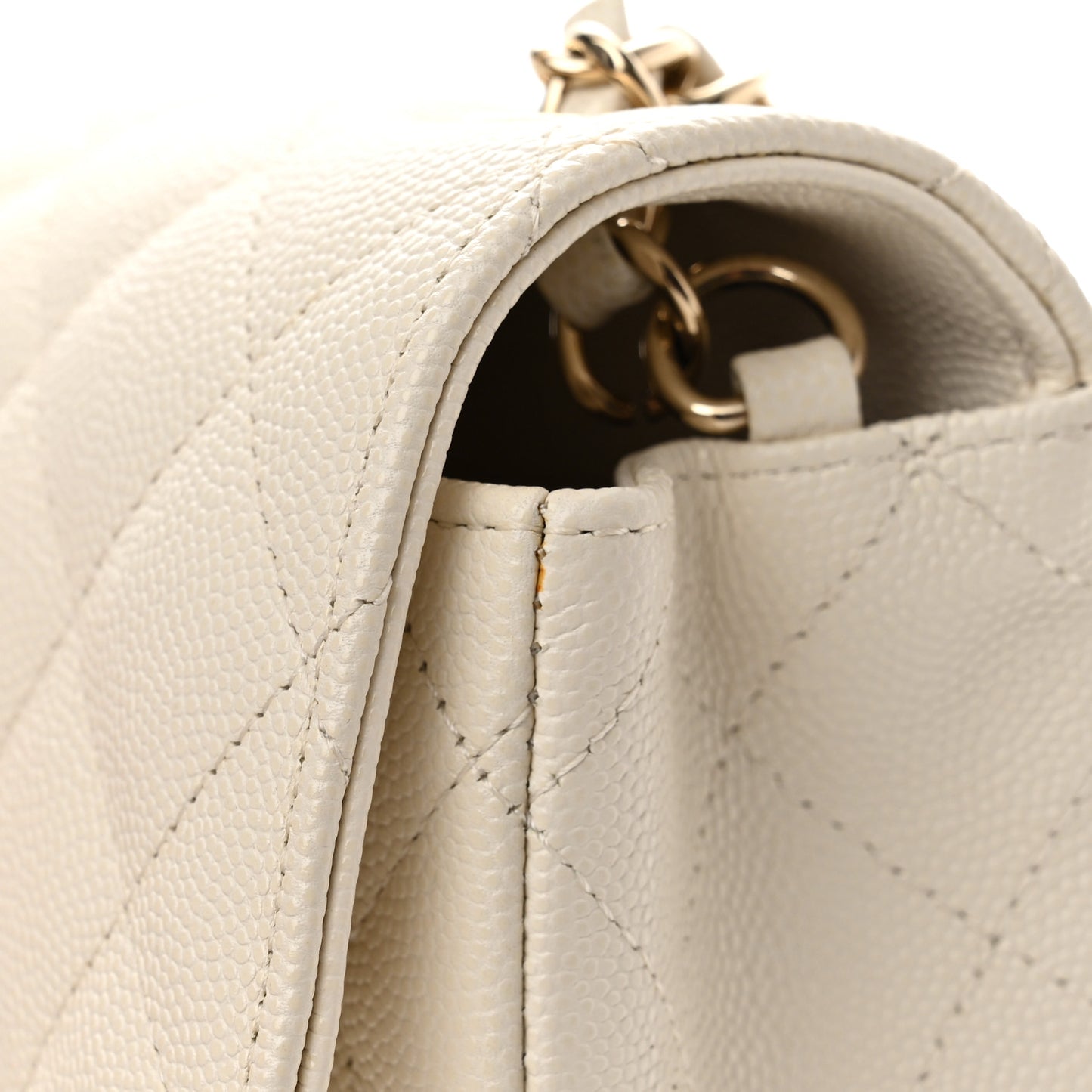 Caviar Quilted Mini Rectangular Flap White