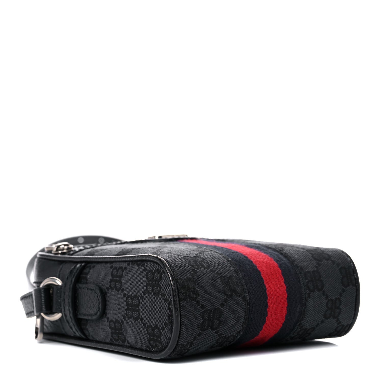 Gucci X BALENCIAGA BB Monogram Web Mini Ophidia Messenger Black 4 of 15
