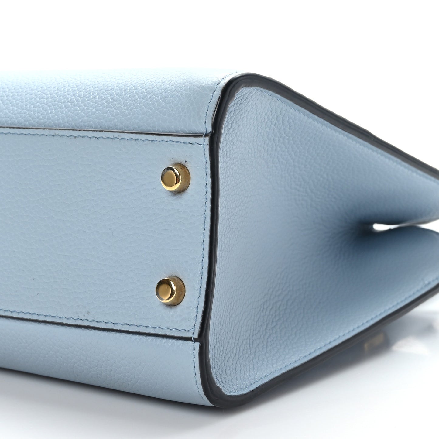 Grainy Calfskin Virtus Top Handle Tote Light Blue