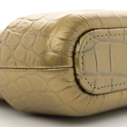 Chanel Metallic Calfskin Crocodile Embossed Small Gabrielle Clutch With Chain Gold 11 of 13