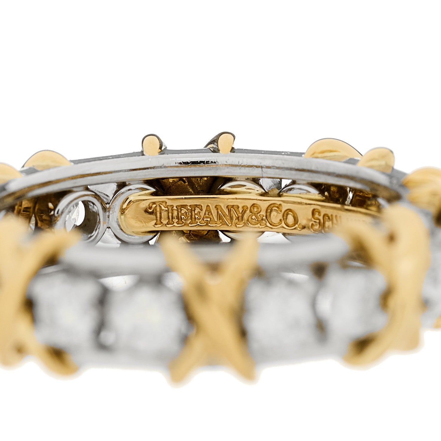 Tiffany Platinum 18K Yellow Gold Diamond Schlumberger Sixteen Stone Ring 54/6.75 5 of 7