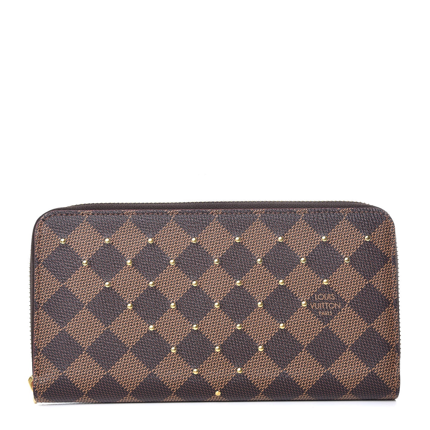 Damier Ebene Studded Zippy Wallet Cherry