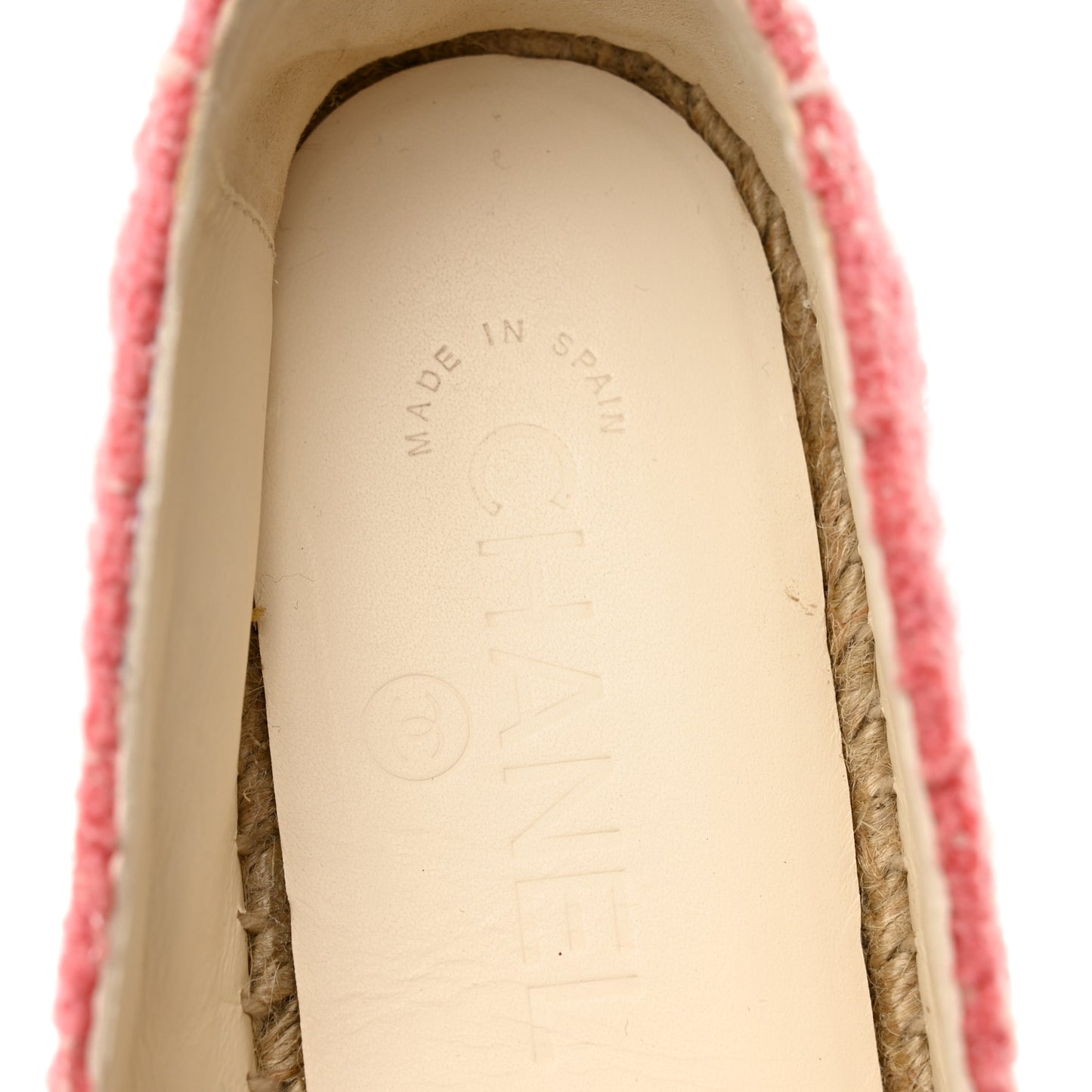 Tweed Grosgrain CC Espadrilles 38 Pink Black