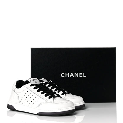 Chanel Grained Calfskin Fabric Womens Logo Sneakers 35.5 White Black 9 of 9