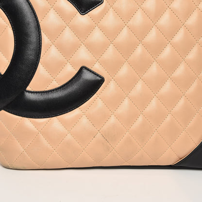 Chanel Calfskin Quilted Large Cambon Tote Beige Black 8 of 13