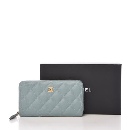 Chanel Iridescent Caviar Quilted Medium Zip Around Wallet Light Blue 9 of 9