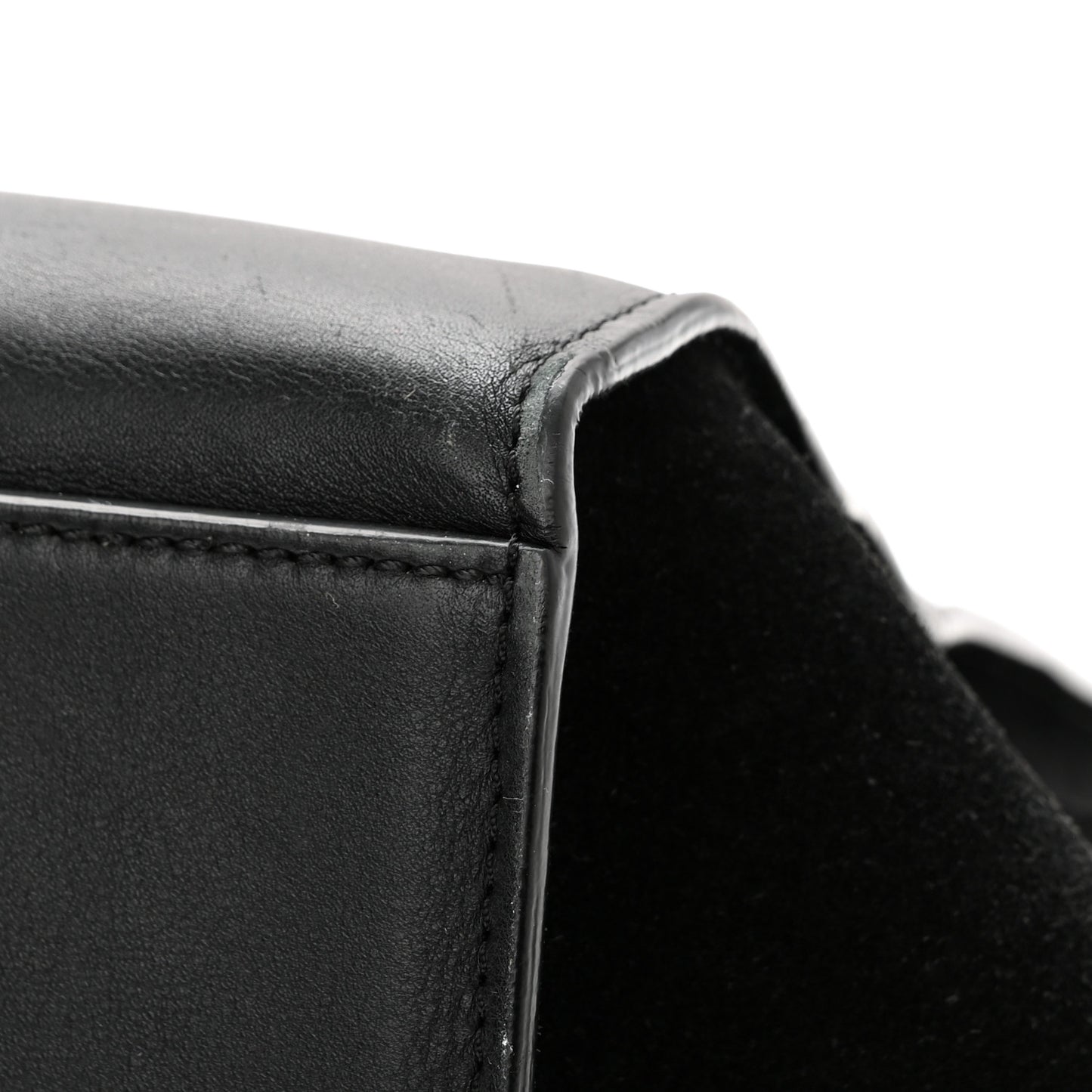 Crocodile Embossed Calfskin Suede Medium Trapeze Black