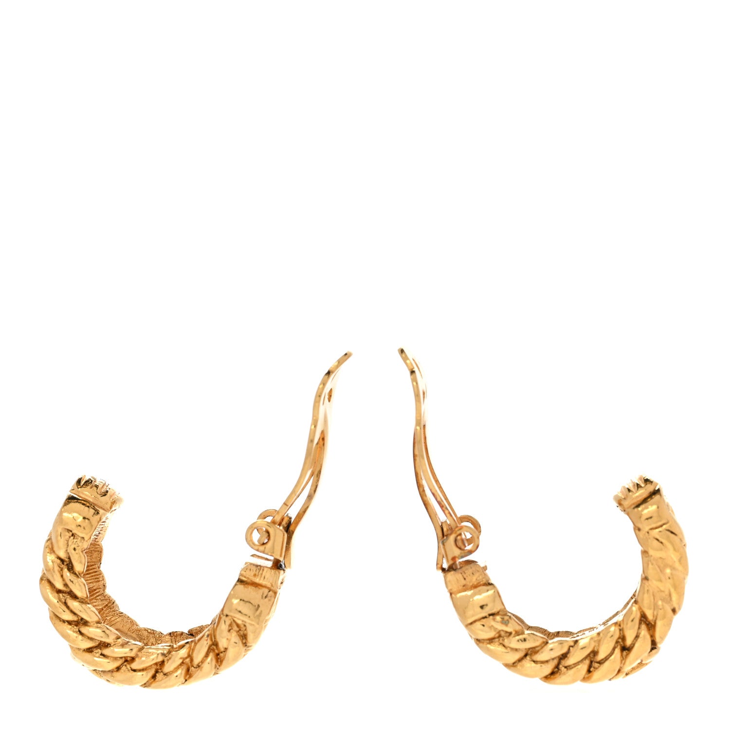 Chanel Metal CC Hoop Clip On Earrings Gold 3 of 9