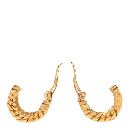 Chanel Metal CC Hoop Clip On Earrings Gold 3 of 9