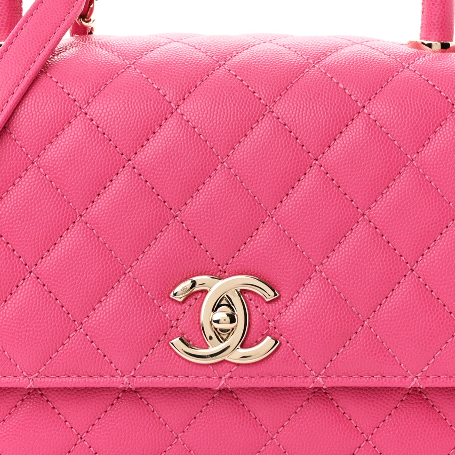 Chanel Caviar Quilted Small Coco Handle Flap Dark Pink 9 of 11
