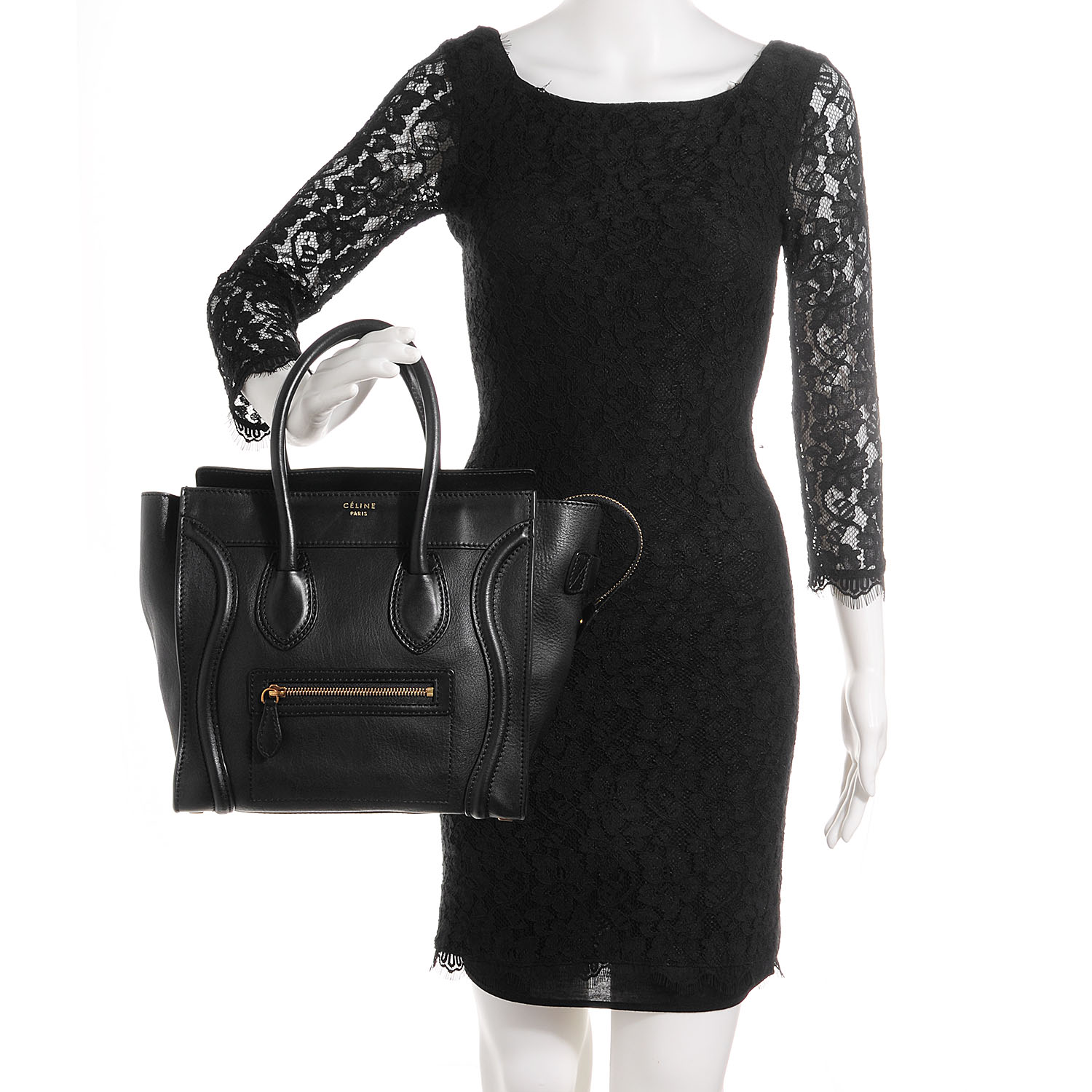 Celine Smooth Calfskin Micro Luggage Black 2 of 9