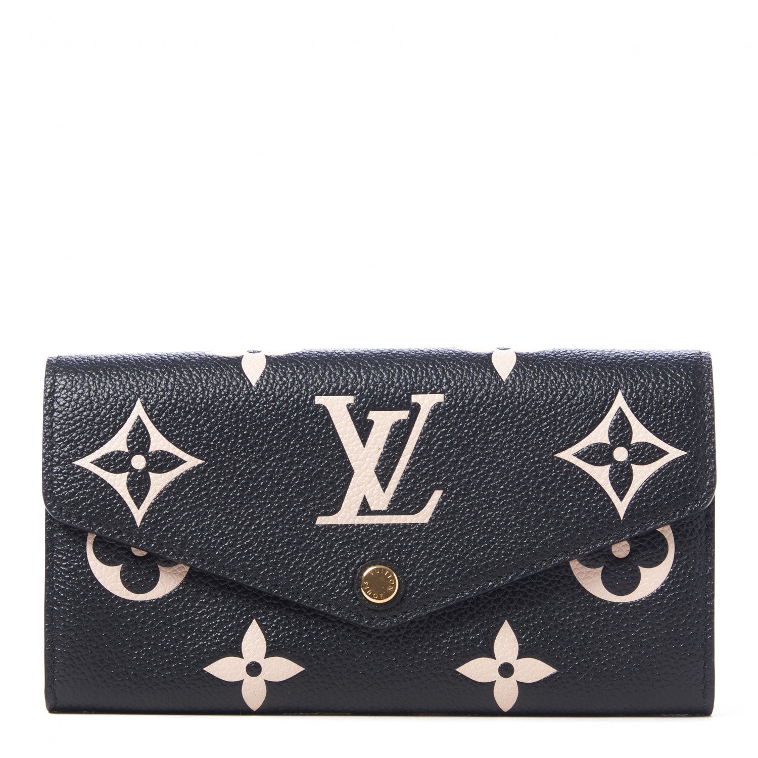 Louis Vuitton Monogram Empreinte Giant Sarah Wallet Black Beige 1 of 8