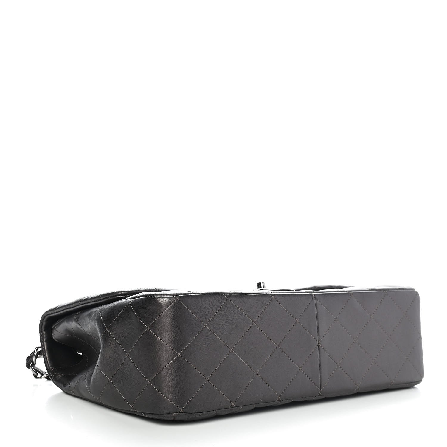 Chanel Metallic Lambskin Quilted Jumbo Single Flap Dark Grey 3 of 8