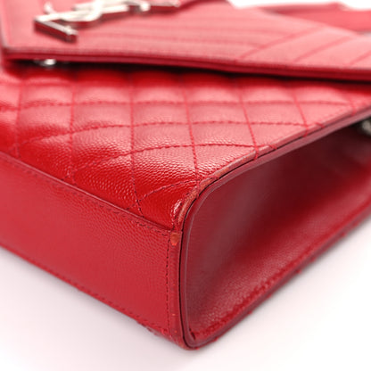 Saint Laurent Grain De Poudre Textured Mixed Matelasse Triquilt Medium Monogram Satchel New Red 8 of 12