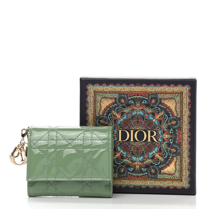Christian Dior Patent Cannage Lady Dior Lotus Wallet Queen Mint 7 of 7