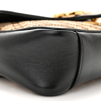 Gucci Monogram Matelasse Diagonal Small GG Marmont Shoulder Bag Beige Black 8 of 9