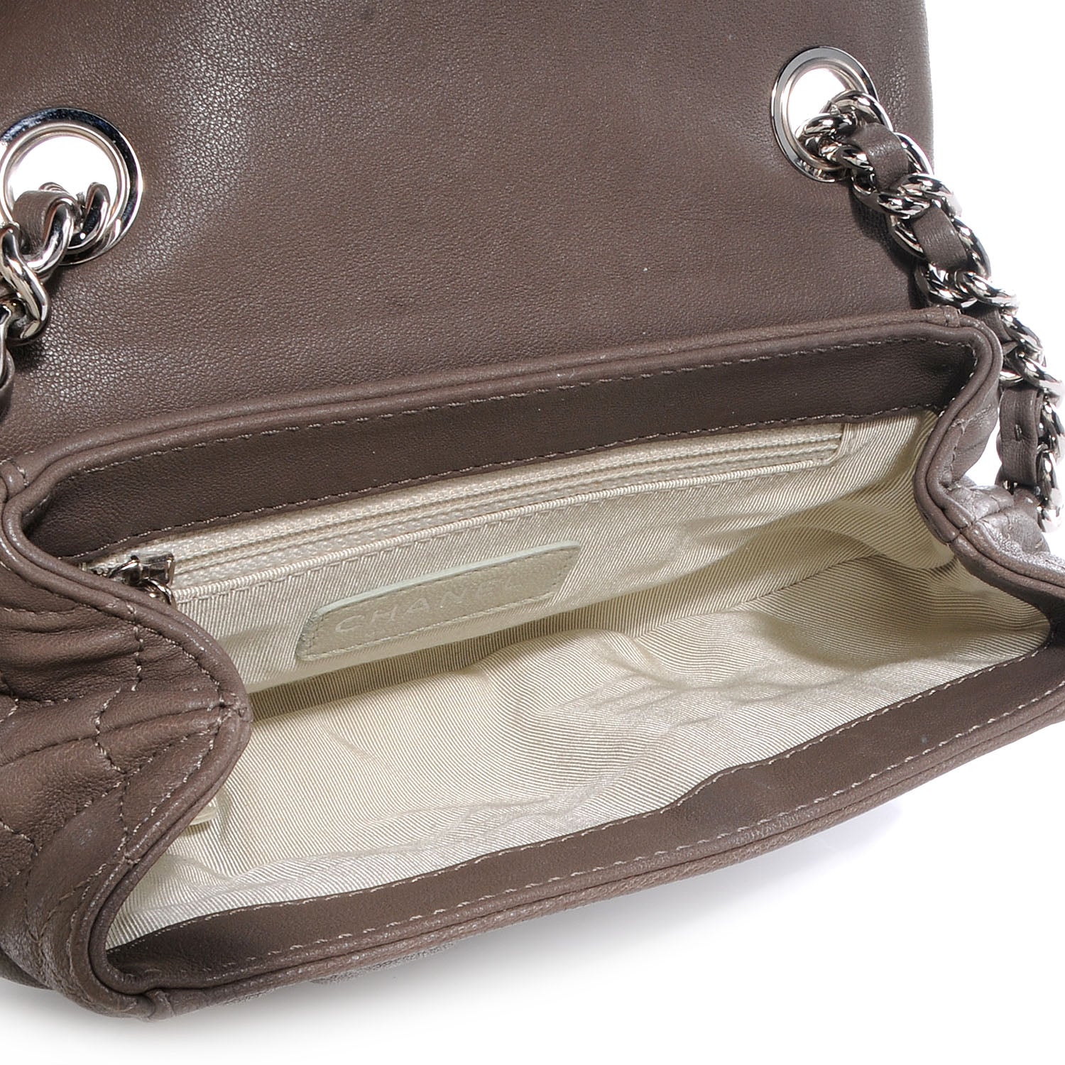 Chanel Washed Lambskin Chain Around Mini Messenger Taupe 6 of 9