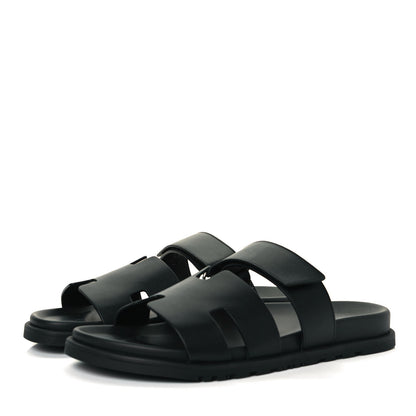 Hermes Calfskin Mens Chypre Sandals 43 Black 3 of 9