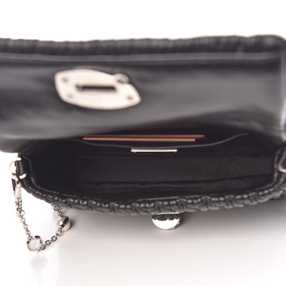Miu Miu Nappa Matelasse Crystal Pearl Flap Clutch Black 5 of 10
