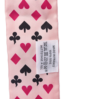 Hermes Silk Jeu de Cartes Twilly Rose Nacre Fuchsia Rouge 3 of 5