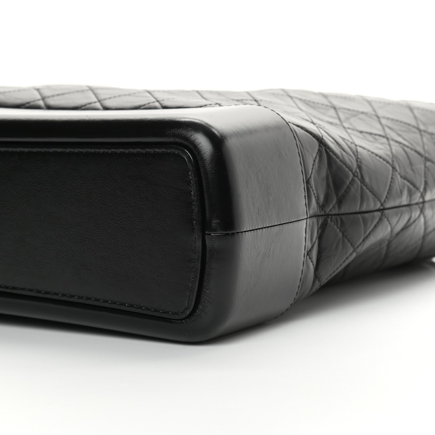 Aged Calfskin Quilted Maxi Gabrielle Hobo Black