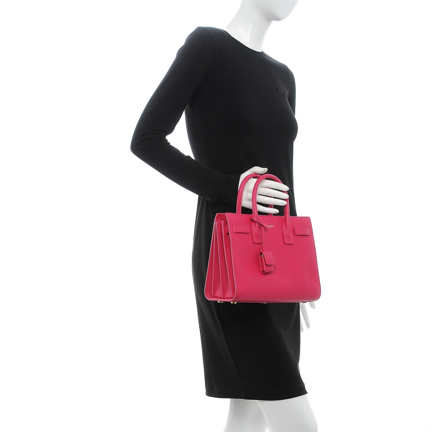 Saint Laurent Grained Calfskin Baby Sac De Jour Lipstick Fuchsia 3 of 8