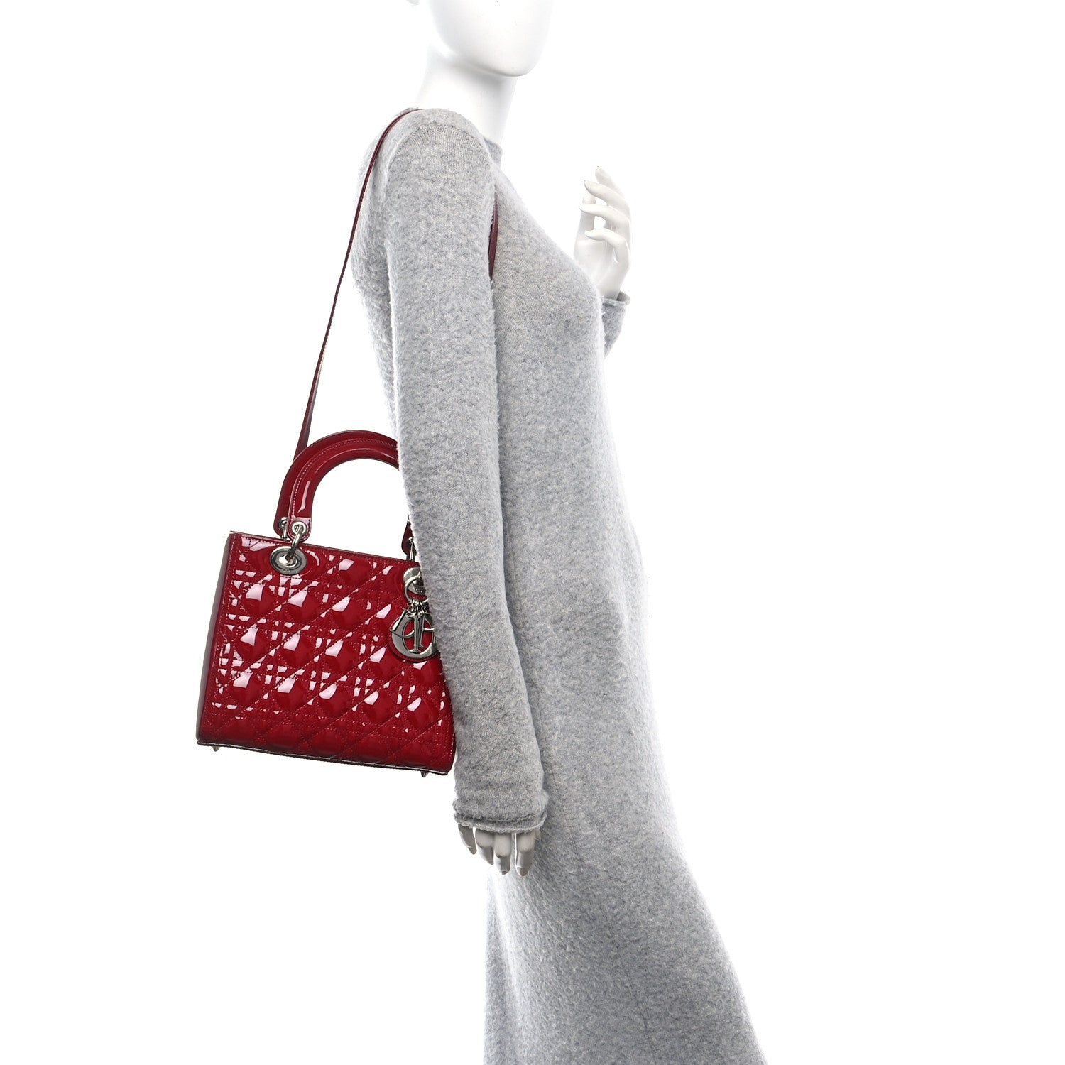 Christian Dior Patent Cannage Medium Lady Dior Red 2 of 10