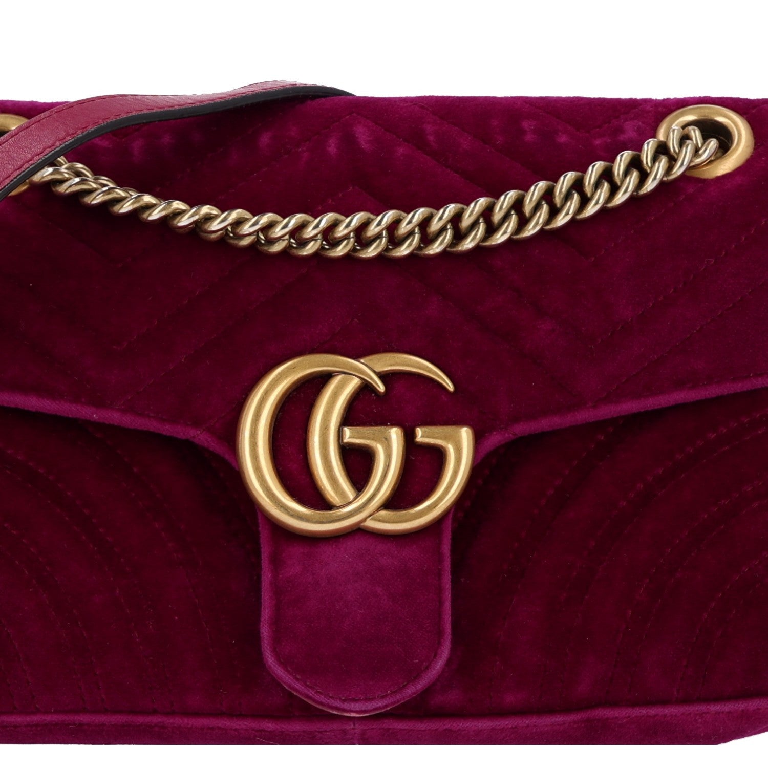 Gucci Velvet Matelasse Medium GG Marmont Shoulder Bag Fuchsia Violet Cyclamen 9 of 11