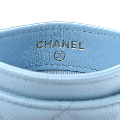Chanel Caviar Quilted Crystal Card Holder Light Blue 7 of 9