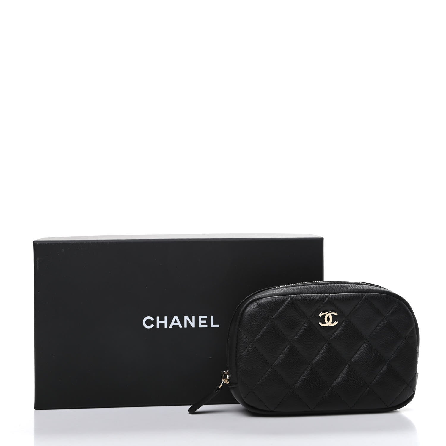 Chanel Caviar Quilted Small Curvy Pouch Cosmetic Case Black 10 of 10