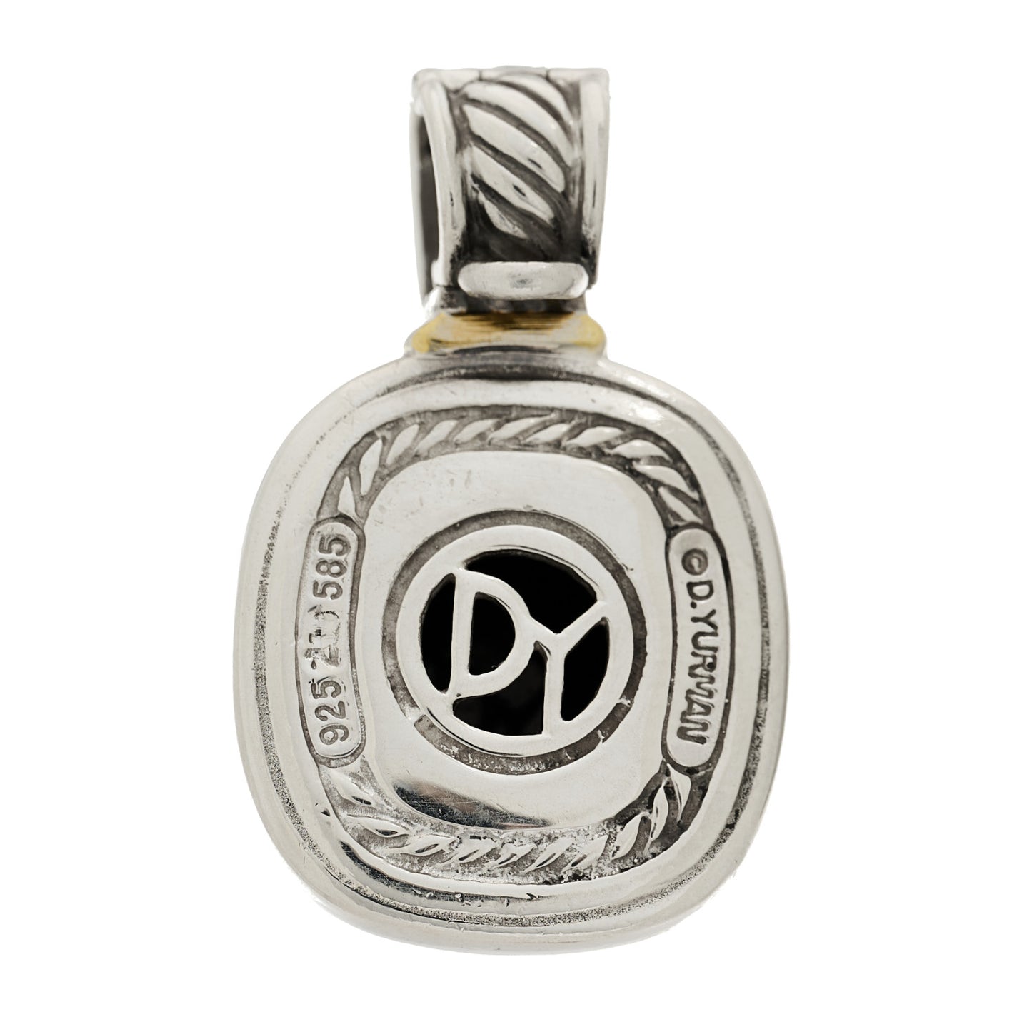 Sterling Silver 14K Yellow Gold Black Onyx Albion Enhancer Pendant