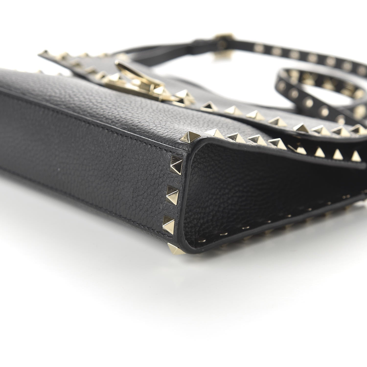 Valentino Garavani Pebbled Calfskin Medium Rockstud Flip Lock Crossbody Bag Black 7 of 9