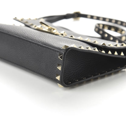 Valentino Garavani Pebbled Calfskin Medium Rockstud Flip Lock Crossbody Bag Black 7 of 9
