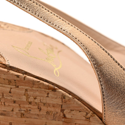 Christian Louboutin Calfskin Cork Une Plume Sling 120 Wedges 39.5 Gold 10 of 10