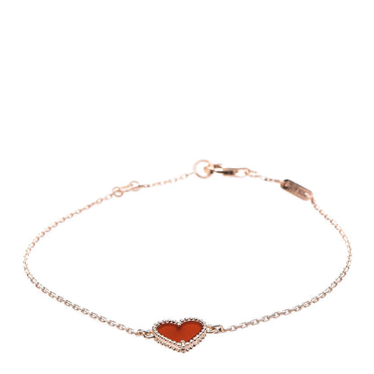 Van Cleef & Arpels 18K Rose Gold Carnelian Sweet Alhambra Heart Bracelet 1 of 6