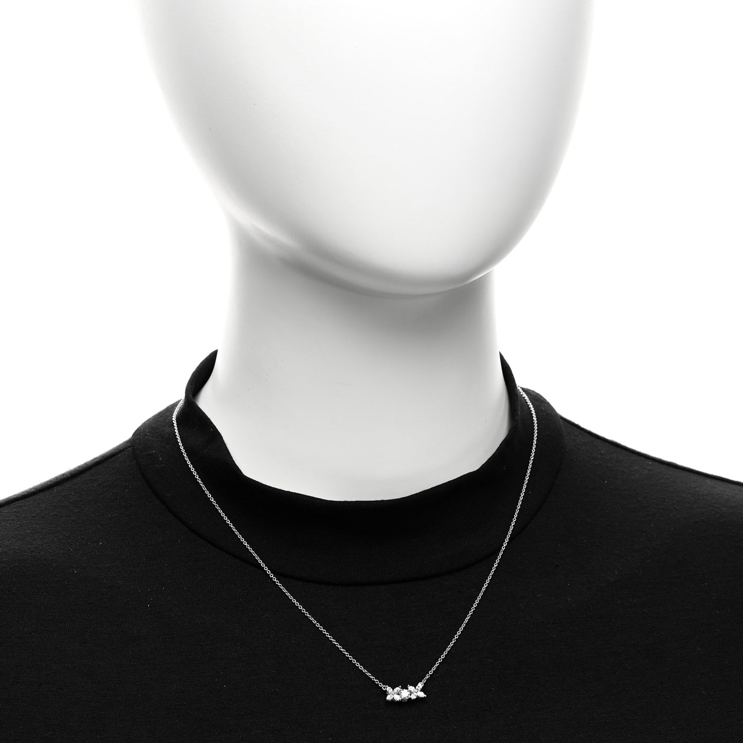 Platinum Diamond Victoria Two Flower Pendant Necklace