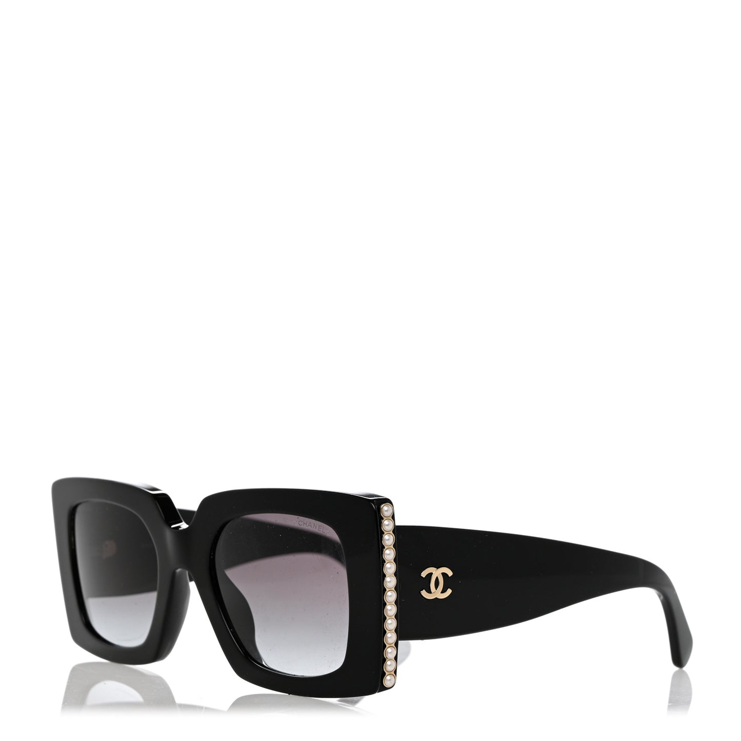 Acetate Pearl Rectangle Sunglasses 5480-H Black