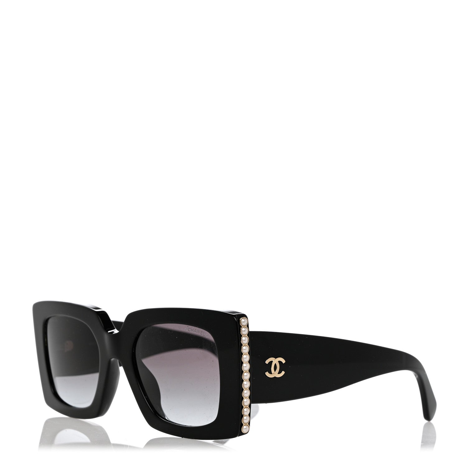 Chanel Acetate Pearl Rectangle Sunglasses 5480-H Black 1 of 8