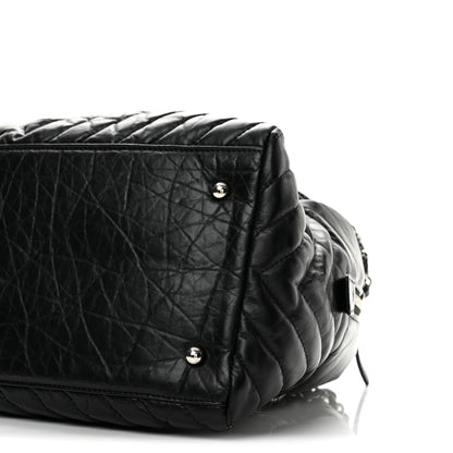 Chanel Aged Calfskin Chevron Medium Soft Bowling Bag Black 9 of 11