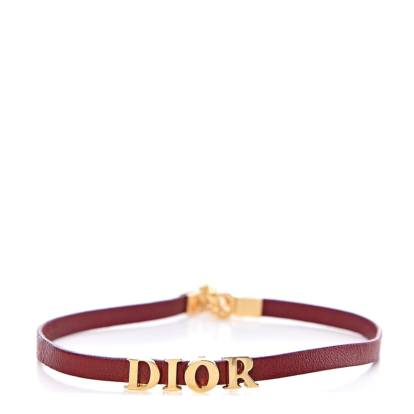 Calfskin Dior Logo Choker Necklace Red