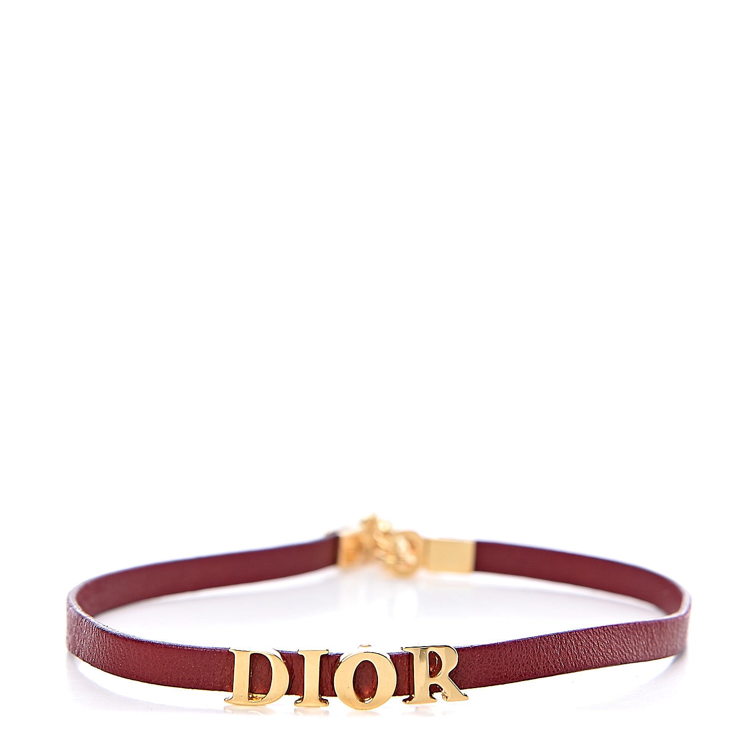 Christian Dior Calfskin Dior Logo Choker Necklace Red 1 of 4