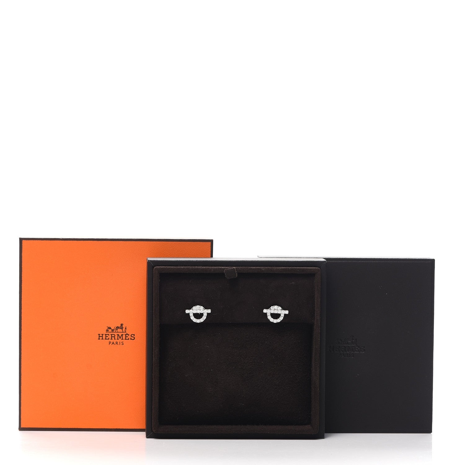 Hermes 18K White Gold Diamond Finesse Earrings 5 of 5
